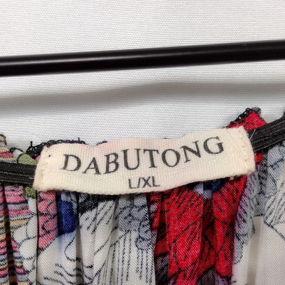 Dabutong Floral Print Maxi Dress Women's L/XL Black Artsy Bobo Retro 90s Y2K - Picture 6 of 7